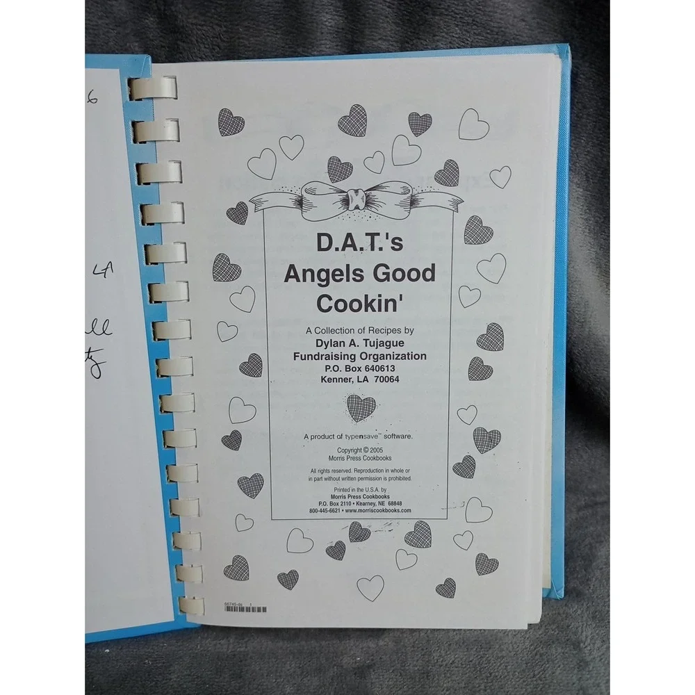 Dylan A. Tujague‎ Fundraising Org Cookbook Kenner, LA 2005 D.A.T.'s Angels